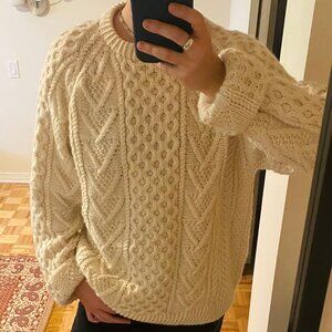 Carraig Donn Cable Knit Merino Wool Sweater ☘️ Hand Knit In Ireland ☘️ Men's XL